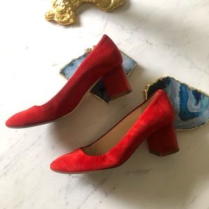 kJ. Crew red lucite heels